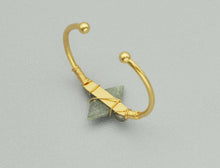 Load image into Gallery viewer, Natural Gemstone Wire Wrapped Gold Cuff Bracelet, SKU#LY26