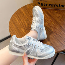 Load image into Gallery viewer, Women's Retro Flat Desert Boots – Casual Microfiber Low-Top Sneakers | Silver &amp; White