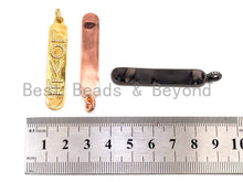 Load image into Gallery viewer, CZ Love Micro Pave Long Bar Love Pendant, Cubic Zirconia Strip Pendant, Micro pave Oval shape pendant, 50x9mm, sku#F354