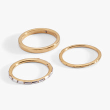 Load image into Gallery viewer, Baguette Stacking Ring Set of 3