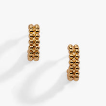 Load image into Gallery viewer, Gold Beaded Huggie Hoop Earring