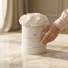 Load image into Gallery viewer, Essence Beige Suede Box | White Roses