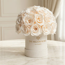 Load image into Gallery viewer, Essence Beige Suede Superdome Box | White Roses