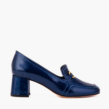 Load image into Gallery viewer, The Victoria Navy Blue Leather Block Heel Pump Women Shoe