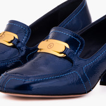 Load image into Gallery viewer, The Victoria Navy Blue Leather Block Heel Pump Women Shoe