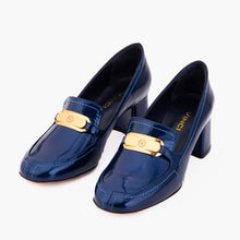 Load image into Gallery viewer, The Victoria Navy Blue Leather Block Heel Pump Women Shoe