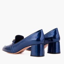 Load image into Gallery viewer, The Victoria Navy Blue Leather Block Heel Pump Women Shoe