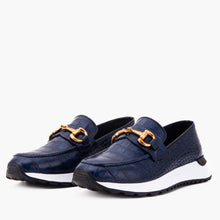 Load image into Gallery viewer, The Milan Navy Croc-Embossed Leather Women Sneaker