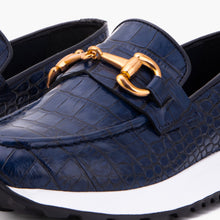 Load image into Gallery viewer, The Milan Navy Croc-Embossed Leather Women Sneaker