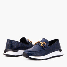 Load image into Gallery viewer, The Milan Navy Croc-Embossed Leather Women Sneaker