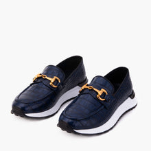 Load image into Gallery viewer, The Milan Navy Croc-Embossed Leather Women Sneaker