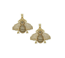 Load image into Gallery viewer, CZ Pave Gold Bee Insect Shape Charm, Sku#LX153