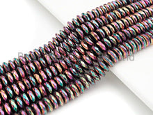 Load image into Gallery viewer, NEW Titanium Red Green Multicolor Hematite, Rondelle Faceted 6mm/8mm/10mm, Natural Hematite beads, 15.5 Full Strand, S127