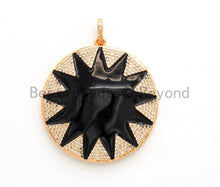 Load image into Gallery viewer, NEW Enamel Black Round Star Pendant,CZ Micro Pave Oil Drop Round pendant,Enamel pendant,Enamel Jewelry,40x43mm,sku#F590