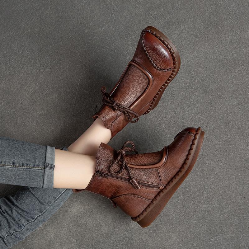 Women's Soft-Sole Chunky Heel Ankle Boots | Lace-Up | Microfiber Lining | Non-Slip Rubber Sole