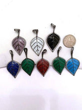 Load image into Gallery viewer, NEW Colorful Enamel Oil Drop Leaf Pendant, Cubic Zirconia Enamel Leaf Charm, Fashion Jewelry, 27x50mm, SKU#F618