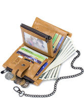 Load image into Gallery viewer, Retro Genuine Leather Bifold Wallet with Dual Zippers | Coin &amp; Card Organizer