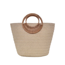 Load image into Gallery viewer, Straw Weave Round Handle Tote Bag - Large Capacity Women's Summer Beach Bag