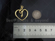 Load image into Gallery viewer, Snake Heart Shape Pendant/Charm,Cubic Zirconia Pave Snake Eye, Snake Heart Necklace Bracelet Charm Pendant,25x30mm, Sku#L469