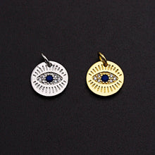 Load image into Gallery viewer, CZ Micro Pave Round Evil Eye on Disc Pendant/Charm, Z463