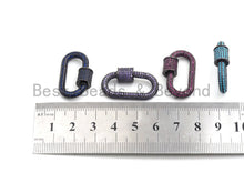 Load image into Gallery viewer, Fully CZ Micro Pave Oval Screw Clasp, Pave Clasp, Green/Fuchsia/Cobalt/Turquoise/Purple/Orange Color Carabinar Clasp,14x29mm,sku#H150