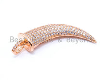 Load image into Gallery viewer, CZ White Micro Pave Horn Pendant with Diamond Bail,12x31mm, sku#B34