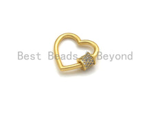 Load image into Gallery viewer, Clear CZ Micro pave Heart Shape Clasp, CZ Pave Heart Clasp,