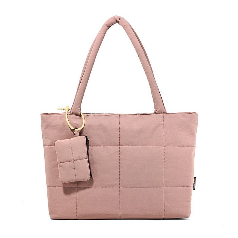 Women's Plaid Patchwork Tote Bag | Solid Color Shoulder Bag for Everyday Use