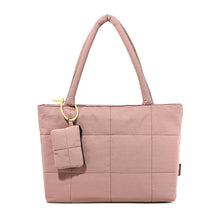 Load image into Gallery viewer, Women's Plaid Patchwork Tote Bag | Solid Color Shoulder Bag for Everyday Use