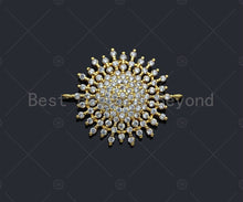 Load image into Gallery viewer, CZ Micro Pave Sparkly flower Connector, Cubic Zirconia Flower Space Connector, 18K Gold Finish, 21x26mm, sku#LK151
