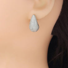Load image into Gallery viewer, Clear CZ Silver drop Shape Earrings, Sku#A386