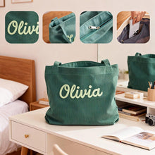 Load image into Gallery viewer, Women's Corduroy Handbag - Minimalist Casual Shoulder Bag with Embroidery
