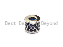 Load image into Gallery viewer, CZ Big Hole Drum Barrel Cobalt Micro Pave Beads, Gold/Rose Gold/Silver/Black Cubic Zirconia Spacer Beads, DIY Jewelry, 6x7mm, sku#X45