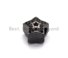 Load image into Gallery viewer, Black CZ Pave On Black Micro Pave Hollow Puffy Star Spacer Beads,sku#C96