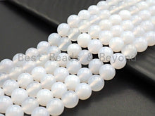 Load image into Gallery viewer, Quality Natural Milky White Agate Beads, Round Smooth 6mm/8m