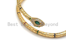 Load image into Gallery viewer, CZ Coiled Snake Bracelet with Emerald Eyes, Sku#X154