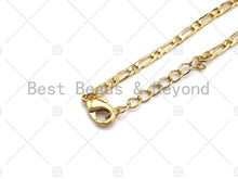Load image into Gallery viewer, 19"/32"/7" Dainty Gold Figaro Necklace and Bracelet, Gold Layering Necklace Bracelet, Ready to wear w/Lobster Clasp, sku#LK104