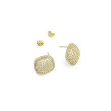 Load image into Gallery viewer, Gold Silver CZ Square Shape Stud Earrings, Sku#L730