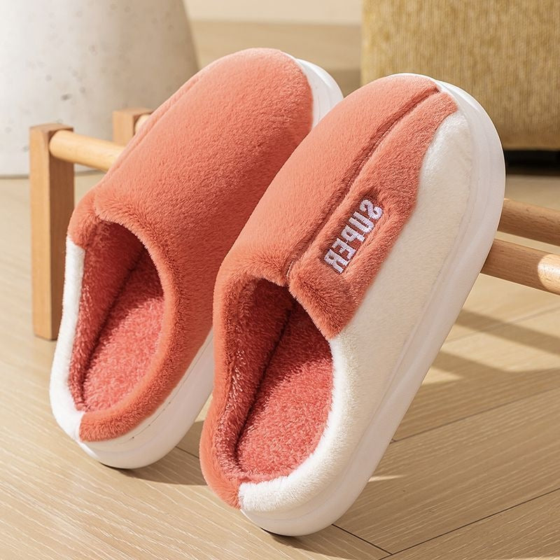 Thick-Sole Plush Slippers | Fleece-Lined Non-Slip Indoor Slippers for Men & Women