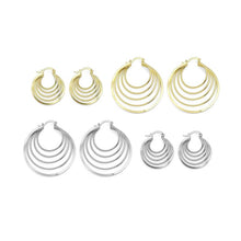 Load image into Gallery viewer, Gold Silver Mult Oval Line Hoop Earrings, Sku#LD603