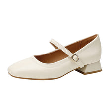 Load image into Gallery viewer, Mary Jane Chunky Heel Retro Buckle Strap Women's Shoes – Plus Size | Burgundy Black Apricot