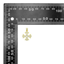 Load image into Gallery viewer, Gold Clear CZ Cross Flower Charm Pendant, Sku#LK986