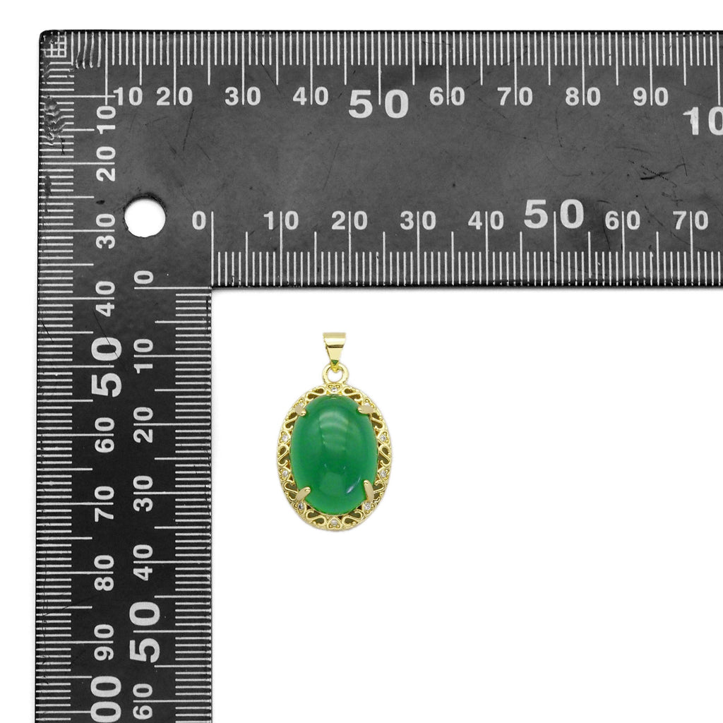 High Quality Green Jade Oval Shape Pendant, Sku#LX357