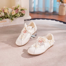 Load image into Gallery viewer, Women's Bow Detail Flat Shoes | Embroidered Fabric Round-Toe Slip-On