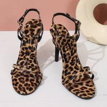 Load image into Gallery viewer, Leopard Print Stiletto Sandals Women – Open Toe Ankle Strap High Heel