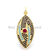 Load image into Gallery viewer, CZ Micro Pave Mixed Color Marquise Shape Evil Eye Charm/Pendant, Cubic Zirconia Pendant,13x30mm, sku#F22