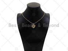 Load image into Gallery viewer, Gold Filled CZ Micro Pave Mom On Heart Shape Pendant, 18K Gold Filled Charm, Mother's Day Gift, Necklace Bracelet Pendant,19x20mm,Sku#LD118