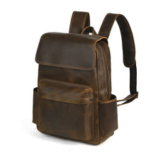Load image into Gallery viewer, Genuine Leather Commuter Backpack for Men – Flip-Top Multi-Pocket Urban Business Bag