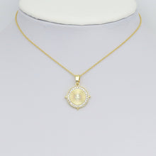 Load image into Gallery viewer, Clear CZ around radical line Round Coin Charm Pendant, Sku#LX765