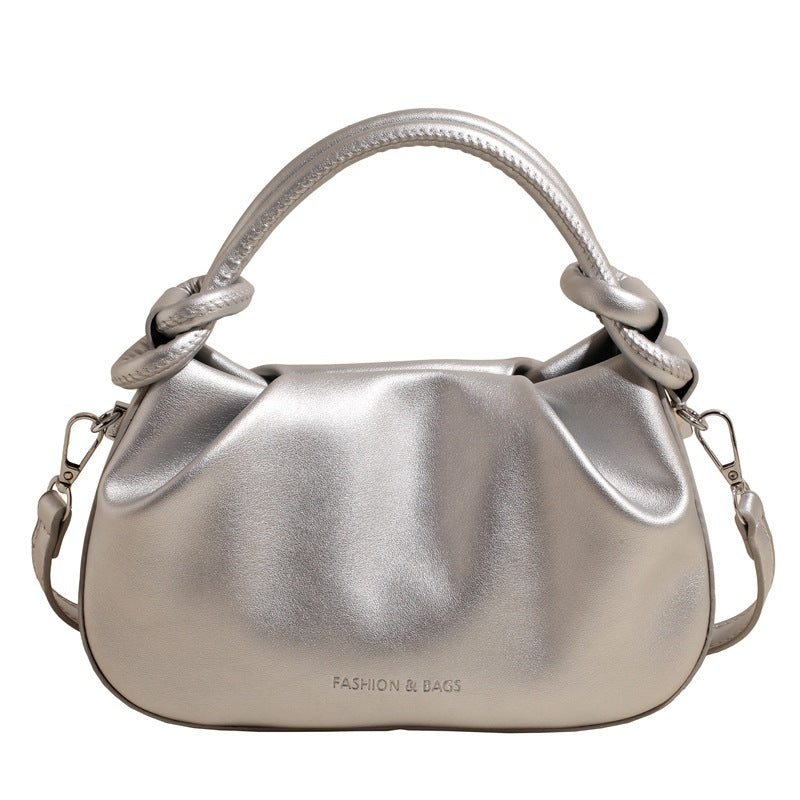 Women's Cloud Pleated Crossbody Bag - Minimalist PU Leather Shoulder Bag with Adjustable Strap